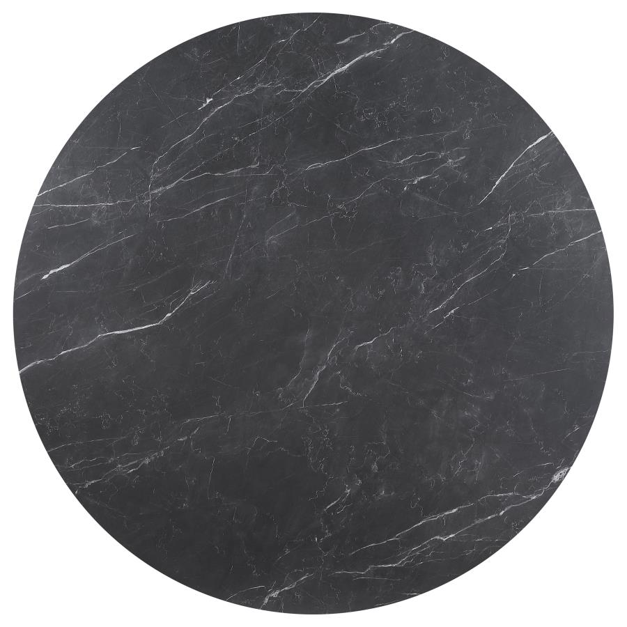 Nedmac 5-piece Round Faux Marble Top Dining Table Set Black