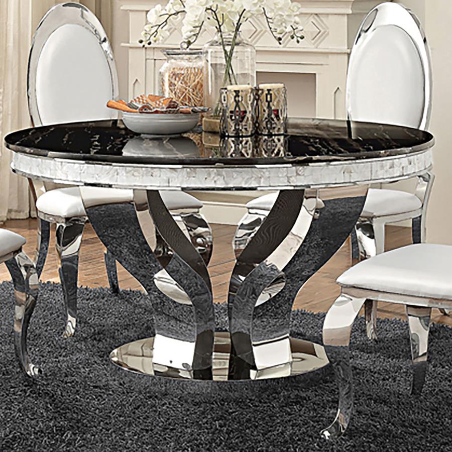 198701 Egarohcna Round 51-inch Glass Top Dining Table Chrome