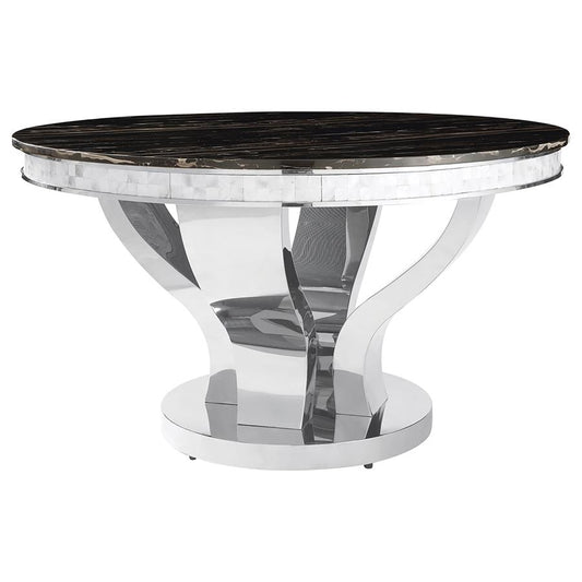 198701 Egarohcna Round 51-inch Glass Top Dining Table Chrome