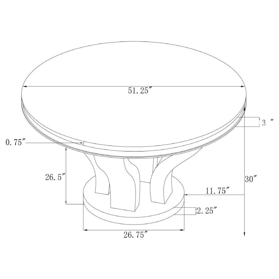198701 Egarohcna Round 51-inch Glass Top Dining Table Chrome