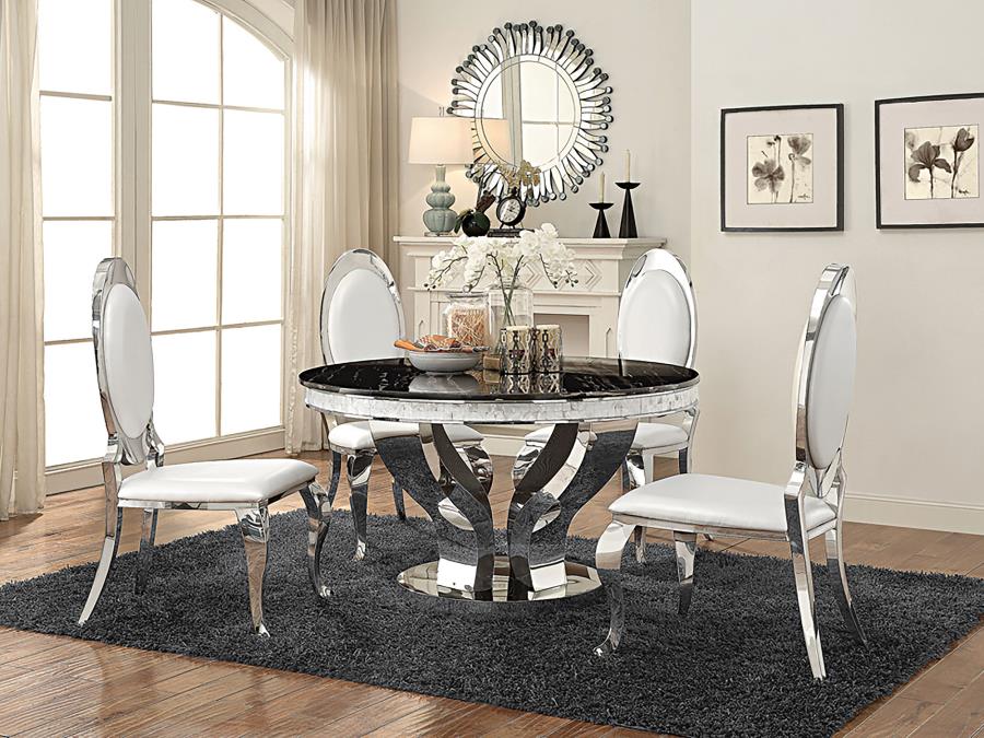 198701 Egarohcna Round 51-inch Glass Top Dining Table Chrome