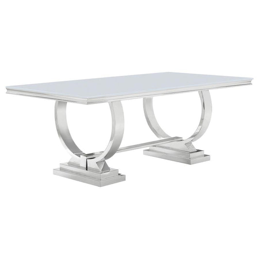 118801 Eniotna Rectangular 95-inch Glass Top Dining Table White