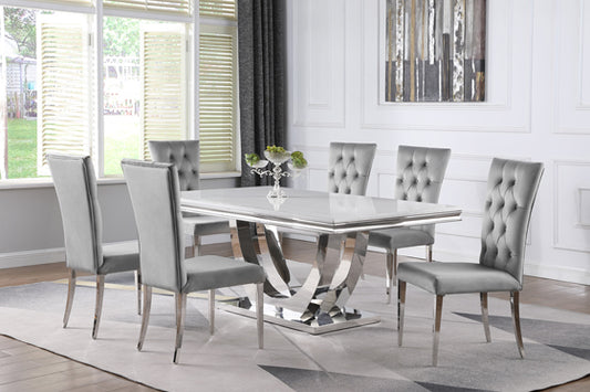 Kerwin 5-Piece Dining Room Set Grey And Chrome