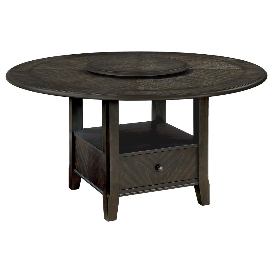 Alywt 5-piece Round Storage Base Dining Table Set Dark Cocoa