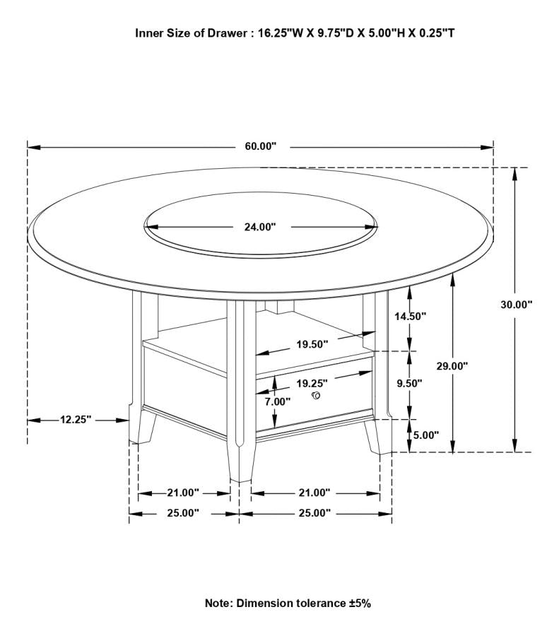 Alywt 5-piece Round Storage Base Dining Table Set Dark Cocoa