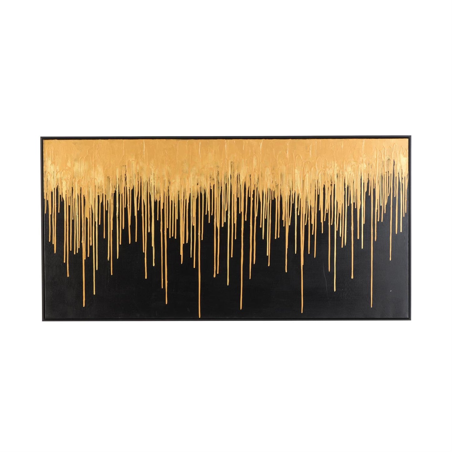 GOLD CANVAS ABSTRACT MELTING DRIP FRAMED WALL ART WITH BLACK FRAME, 59" X 2" X 30"