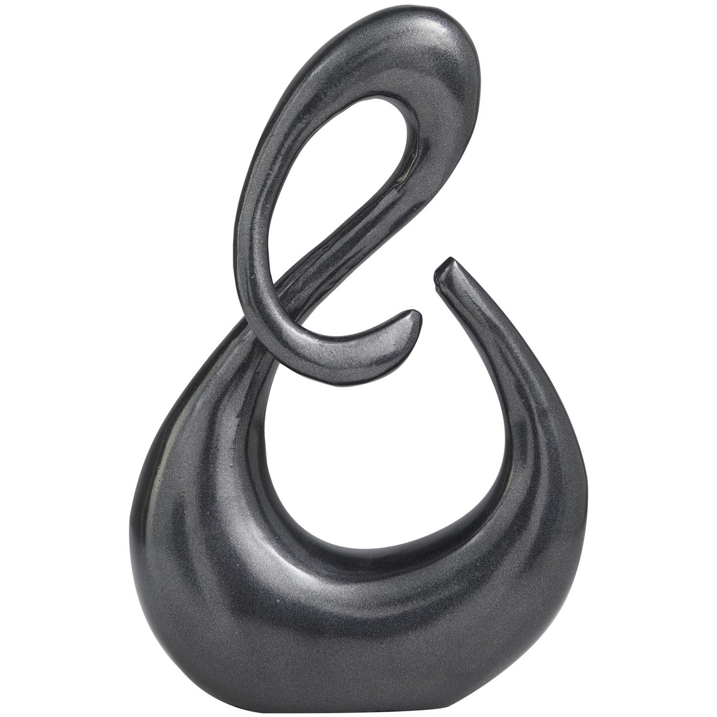 Dark Gray Aluminum Metal Abstract Swirl Sculpture, 7" x 3" x 12"