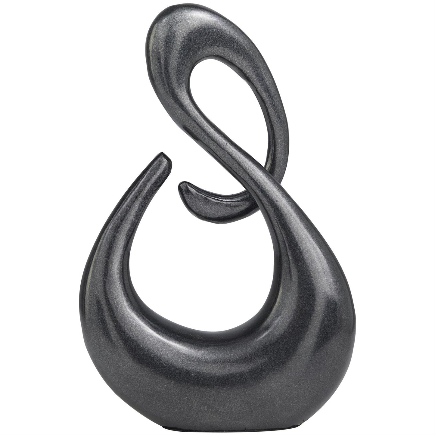 Dark Gray Aluminum Metal Abstract Swirl Sculpture, 7" x 3" x 12"