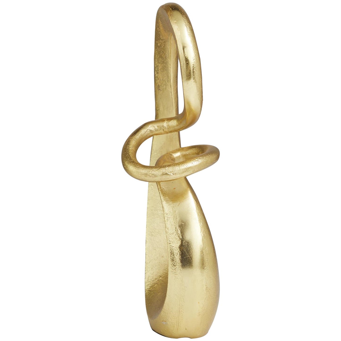 Gold Aluminum Metal Abstract Swirl Sculpture, 7" x 4" x 13"