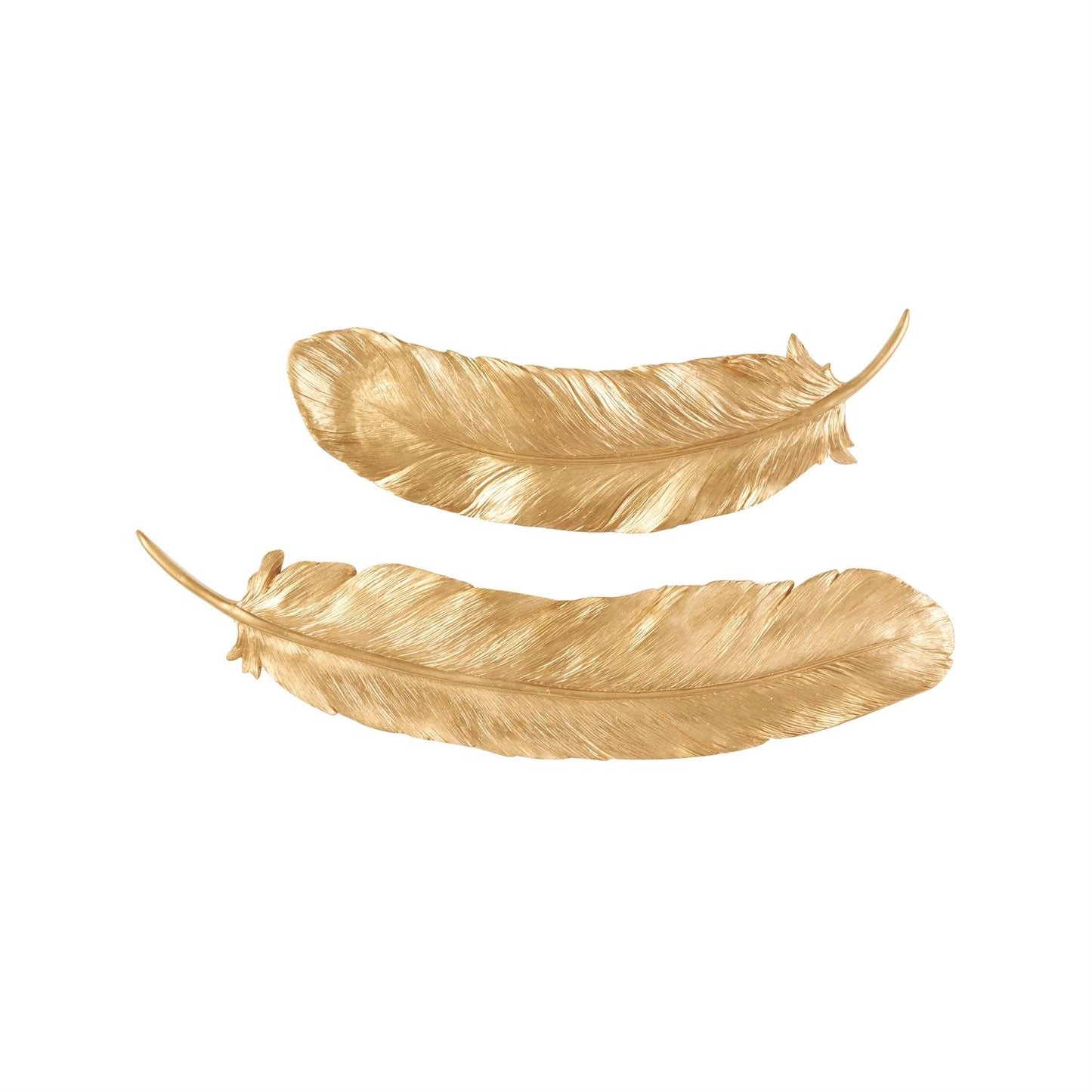 GOLD RESIN BIRD FEATHER WALL DECOR, SET OF 2 30", 23"W