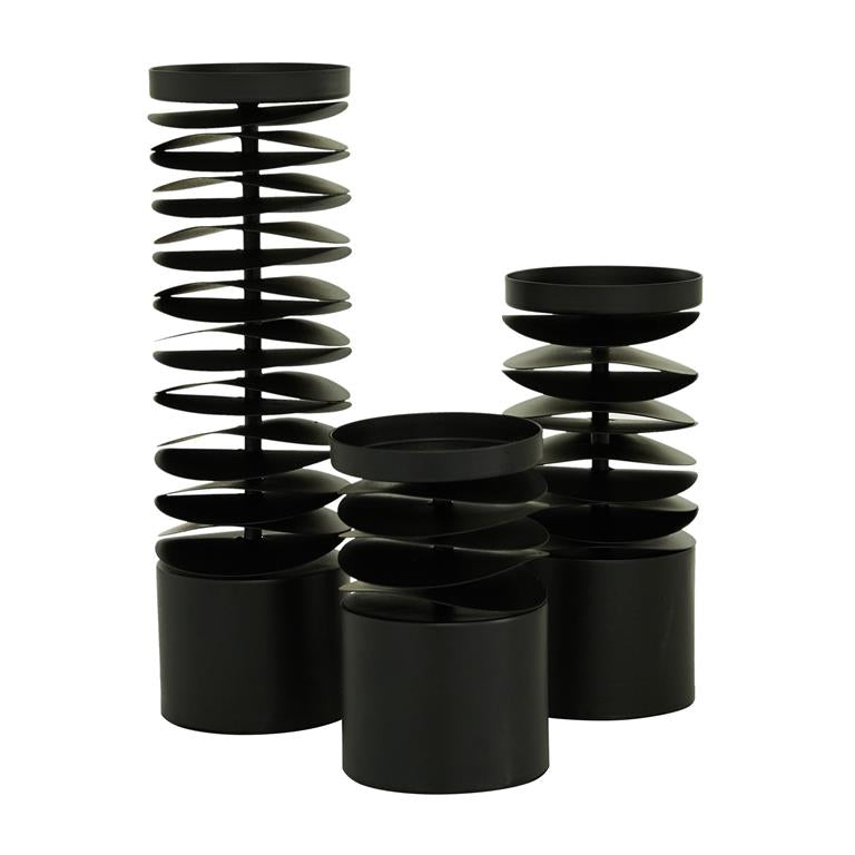 Black Metal Candle Holder, Set of 3 6", 8", 12"H