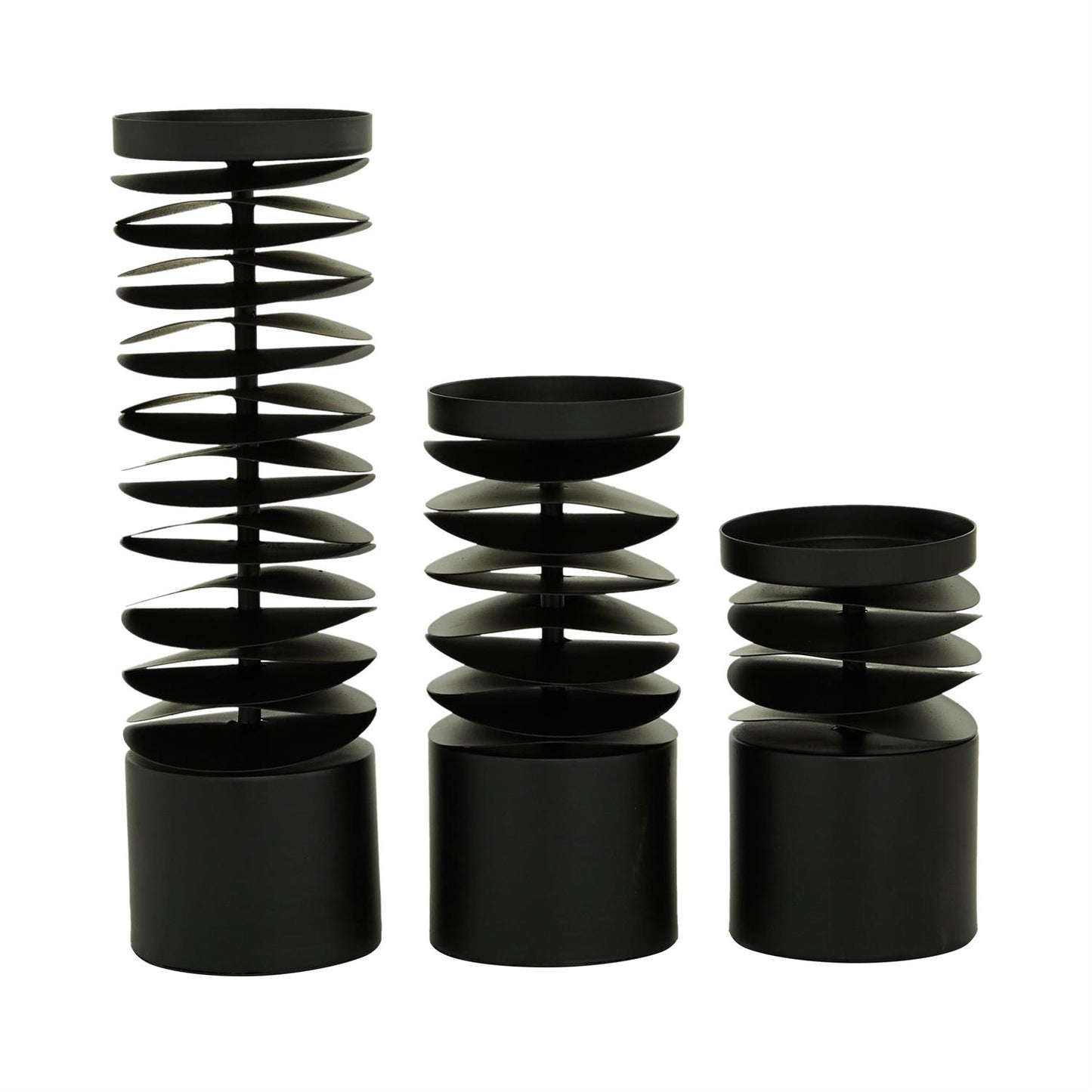 Black Metal Candle Holder, Set of 3 6", 8", 12"H