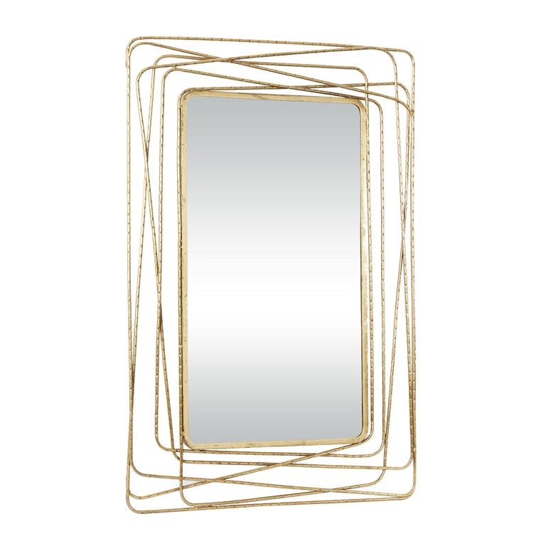Gold Metal Wall Mirror with Thin Metal Rectangle Frame, 31" x 1" x 47"