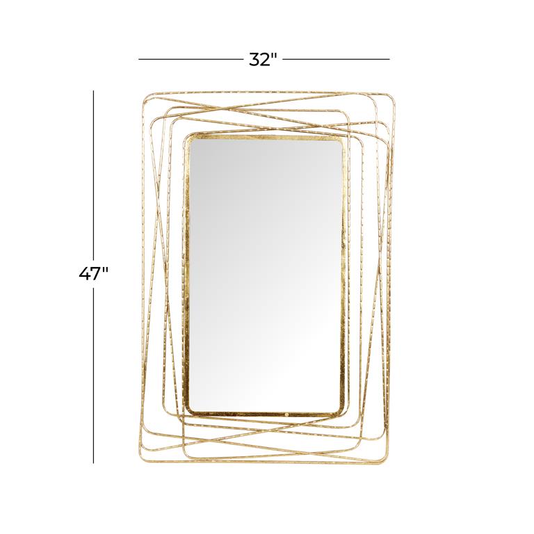Gold Metal Wall Mirror with Thin Metal Rectangle Frame, 31" x 1" x 47"