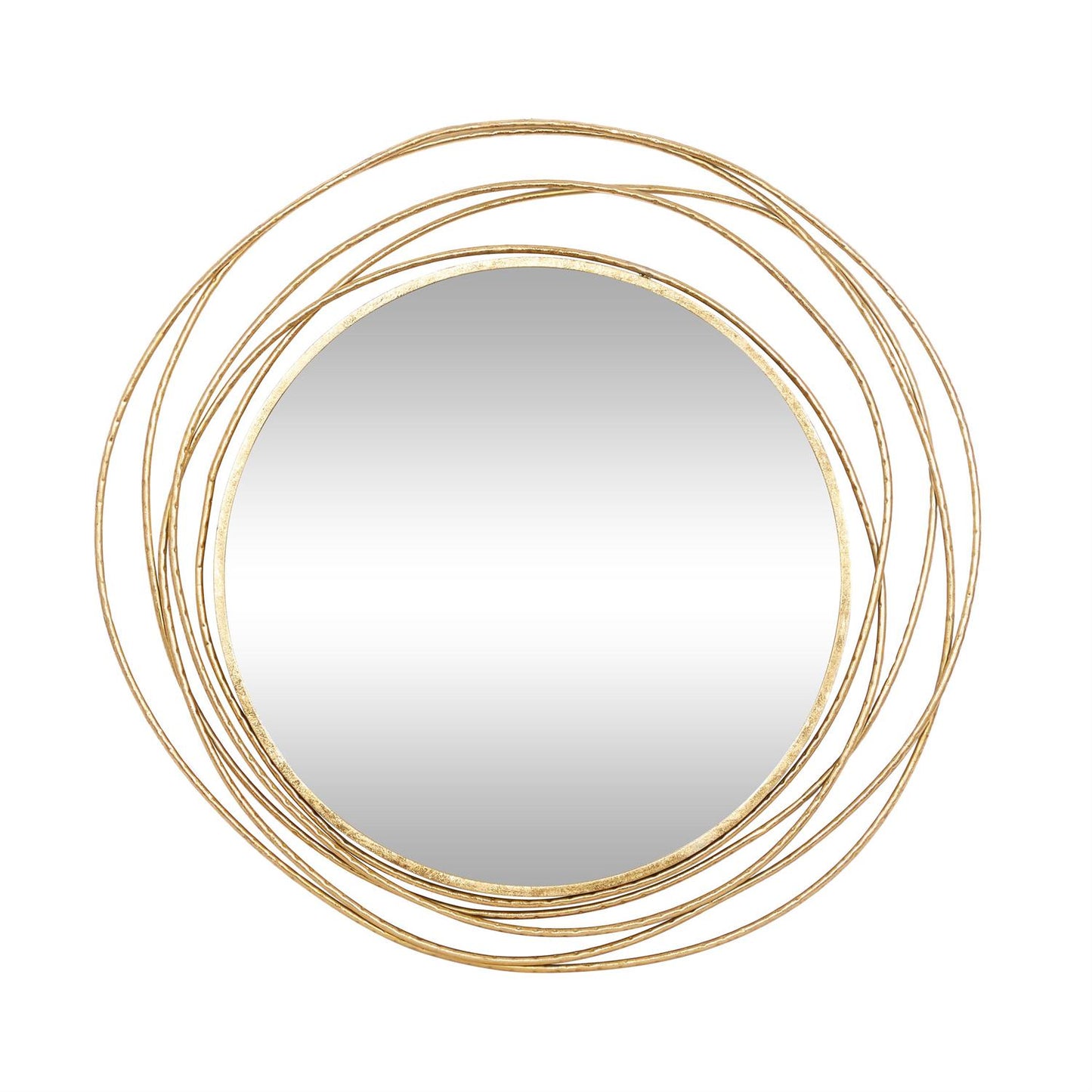 Gold Metal Wall Mirror with Overlapping Ring Frame, 40" x 1" x 38"