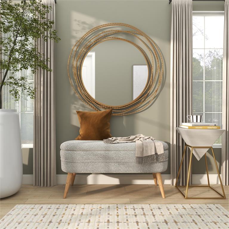 Gold Metal Wall Mirror with Overlapping Ring Frame, 40" x 1" x 38"