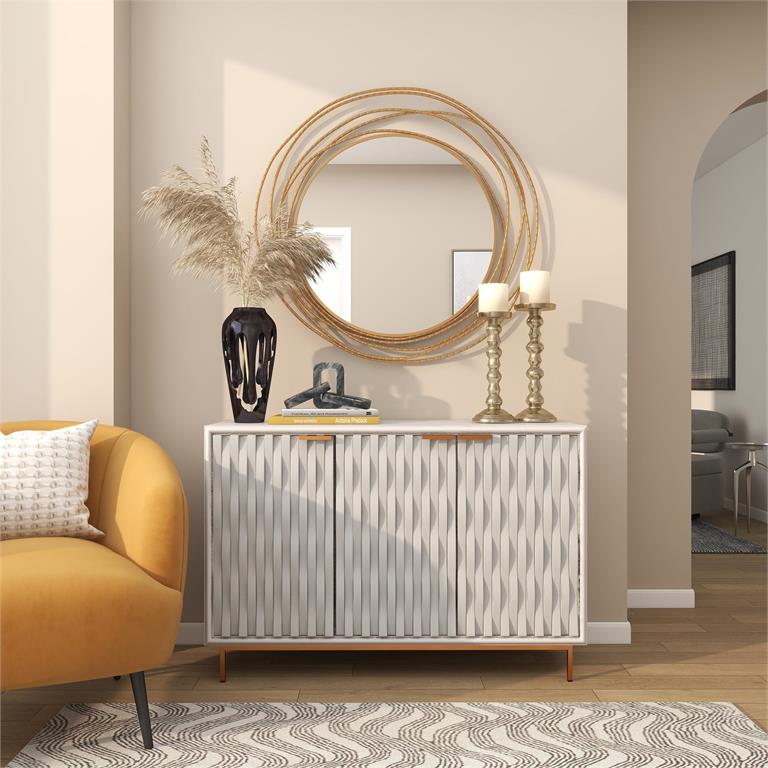 Gold Metal Wall Mirror with Overlapping Ring Frame, 40" x 1" x 38"