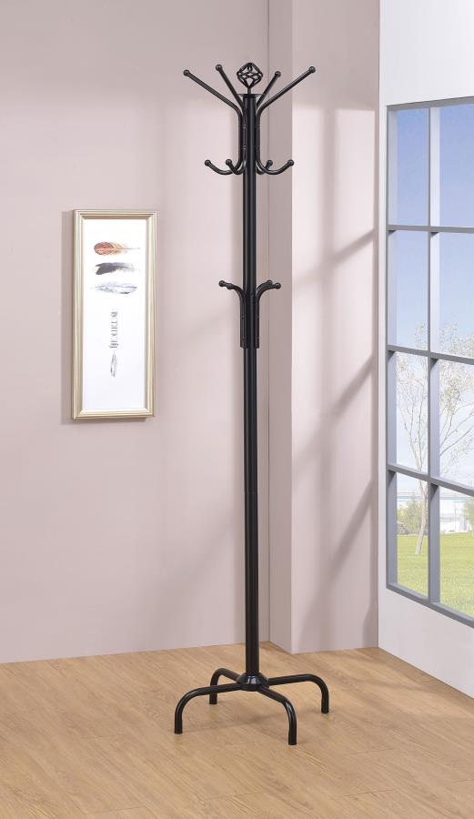 9102 Reilleoc 12 Hook Freestanding Coat Rack Hat Hanger Black