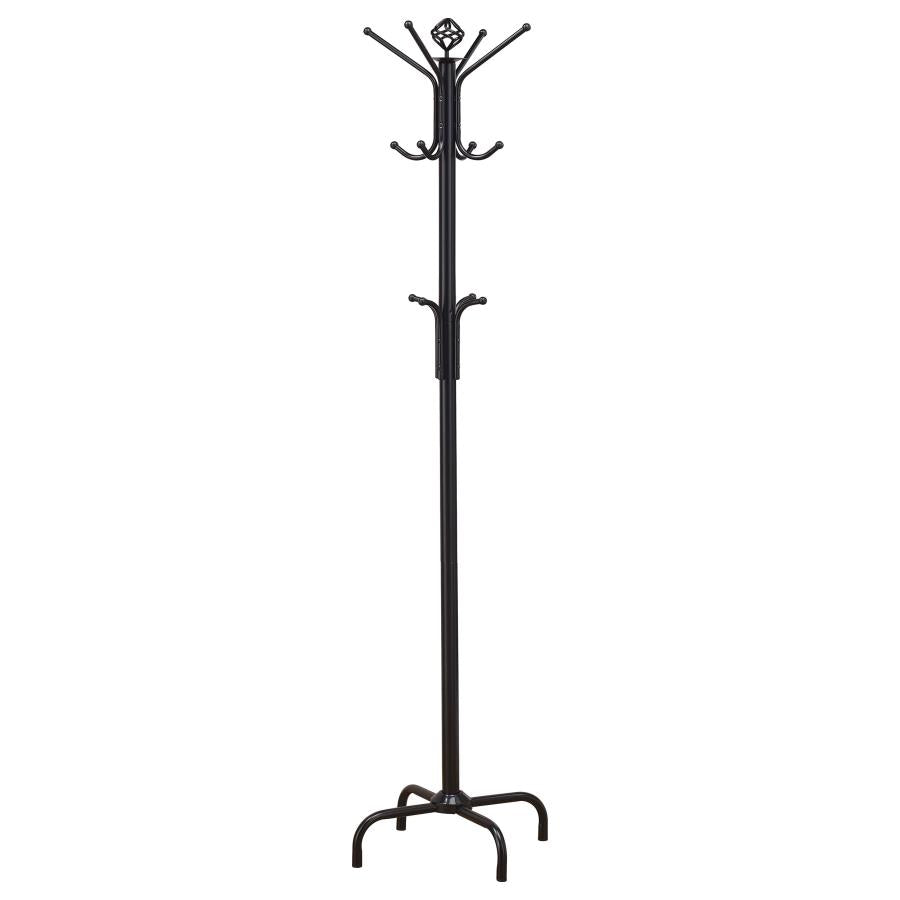 9102 Reilleoc 12 Hook Freestanding Coat Rack Hat Hanger Black
