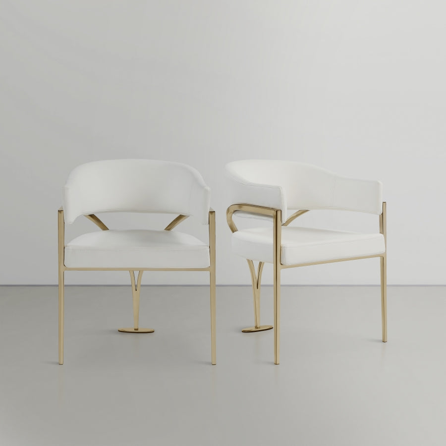 Nyledam Cream Vegan Leather Dining Chair