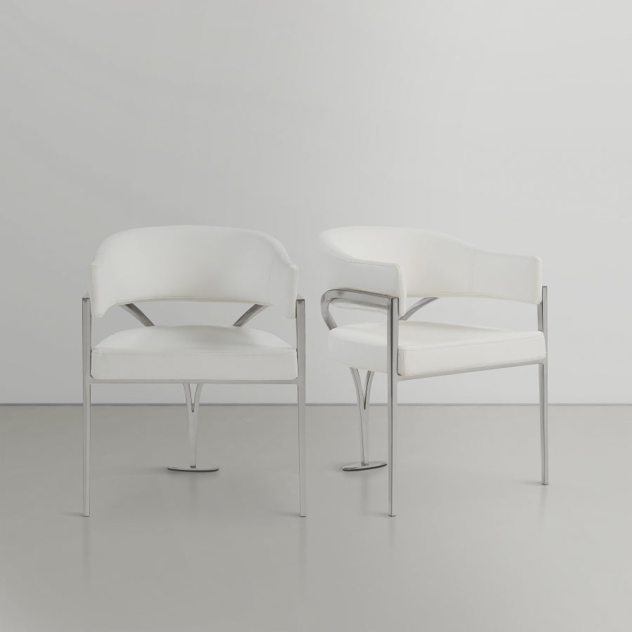 Nyledam Cream Vegan Leather Dining Chair