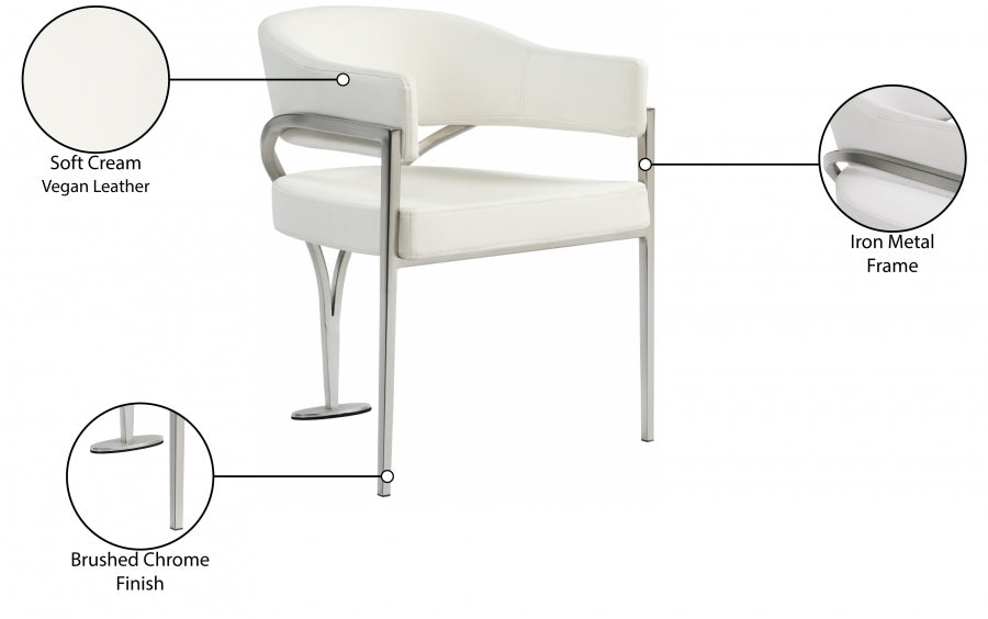 Nyledam Cream Vegan Leather Dining Chair
