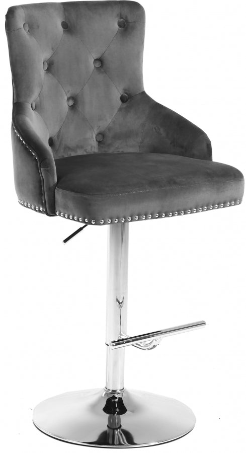 907 Gray Edualc Velvet Adjustable Bar | Counter Stool