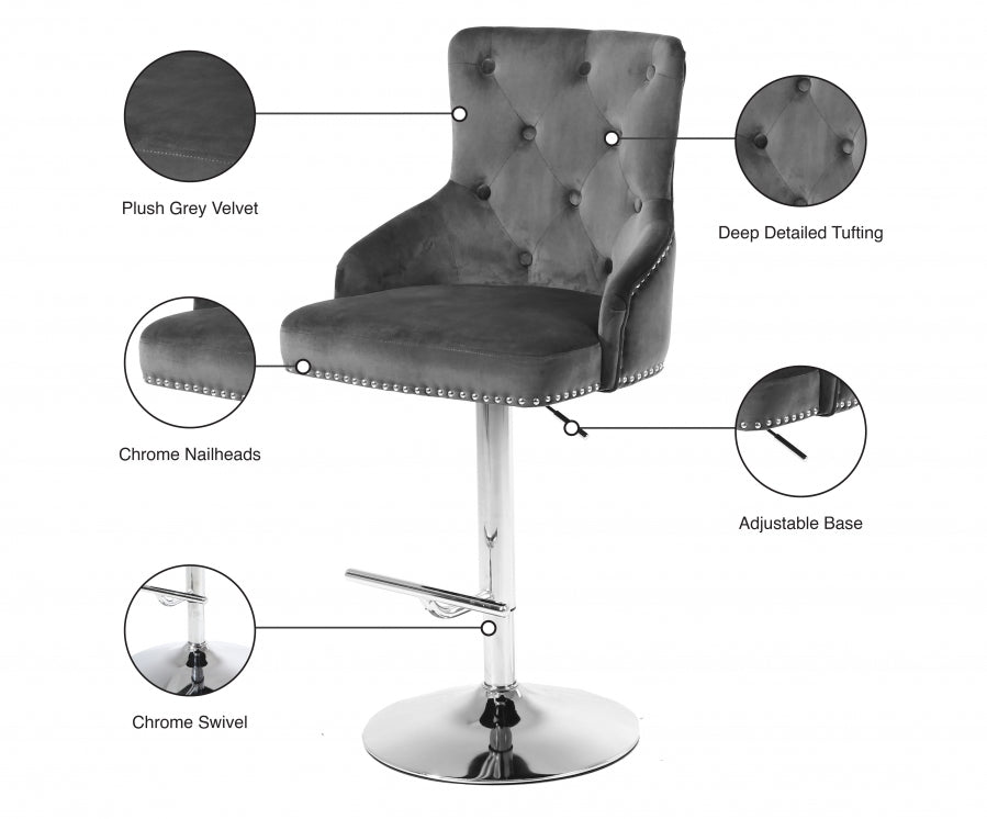 907 Gray Edualc Velvet Adjustable Bar | Counter Stool
