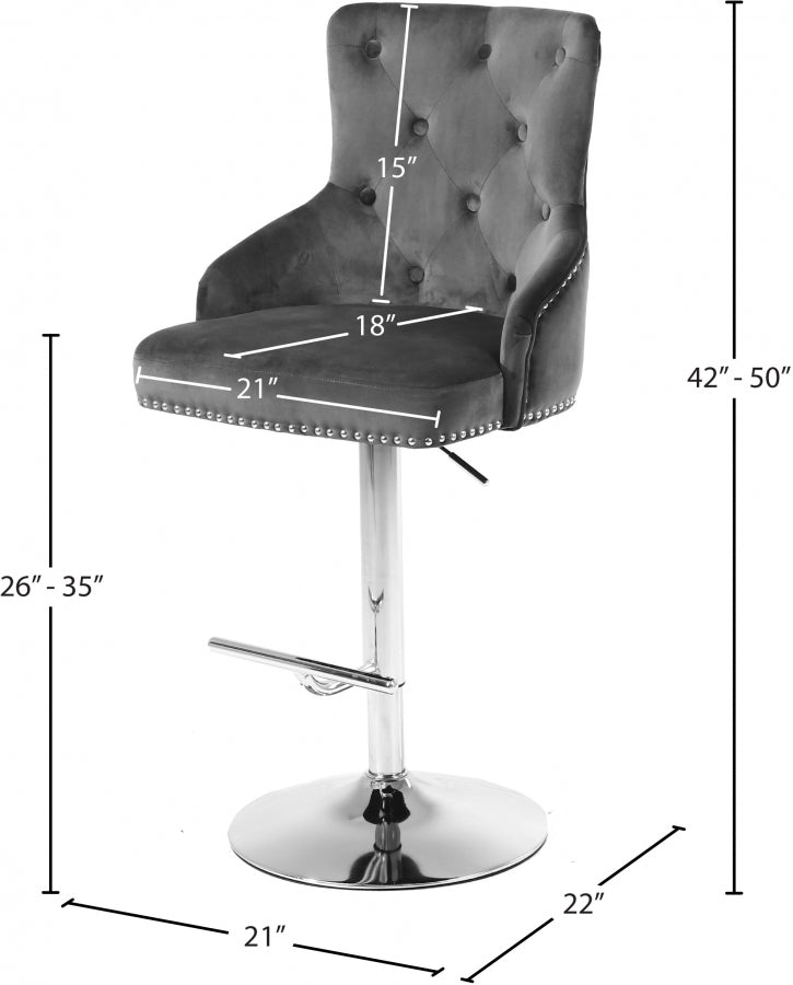 907 Gray Edualc Velvet Adjustable Bar | Counter Stool
