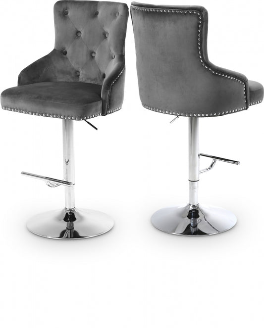 907 Gray Edualc Velvet Adjustable Bar | Counter Stool