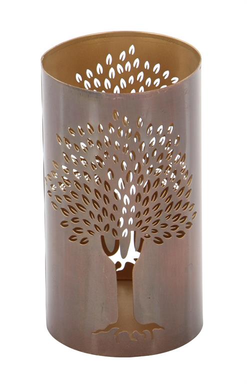 Copper Metal Tree Decorative Candle Lantern, Set of 3 12", 9", 6"H