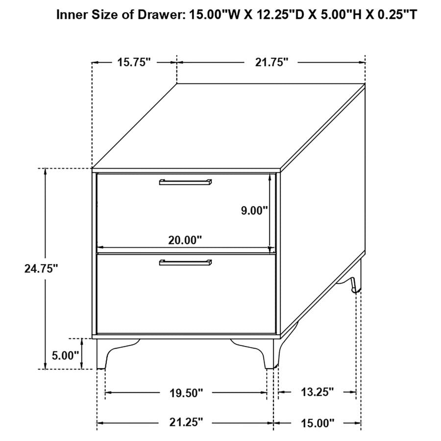 204422 Lladnek 2-drawer Nightstand White
