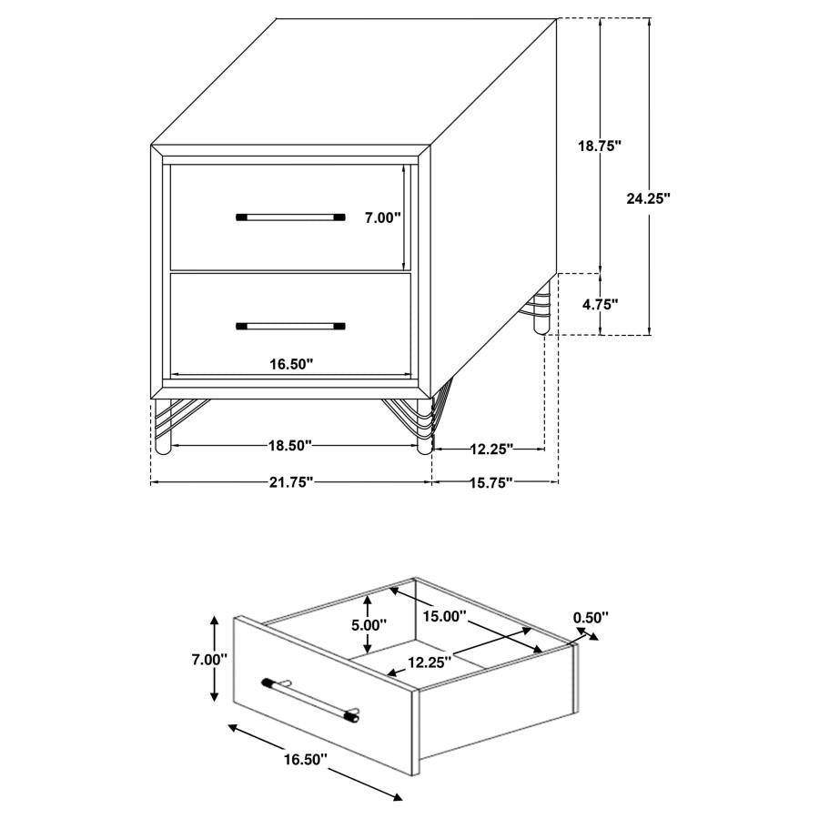 237422 Aicul 2-drawer Nightstand Bedside Table White