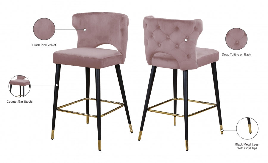 Yllek Velvet Counter Stool