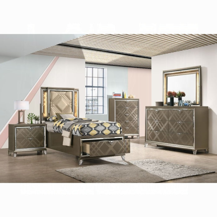 Ralyks Twin Bed W/Led & Storage