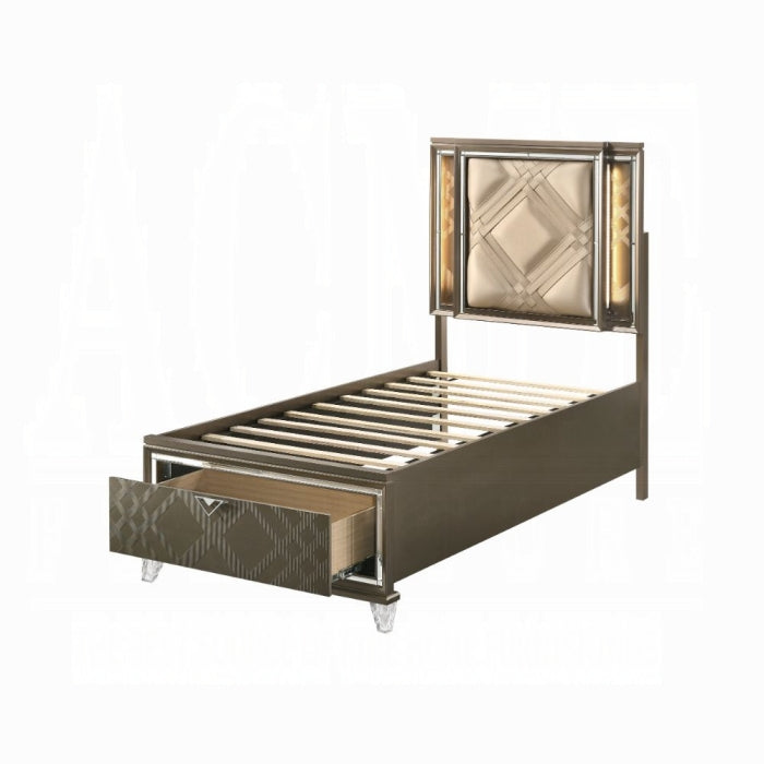 Ralyks Twin Bed W/Led & Storage