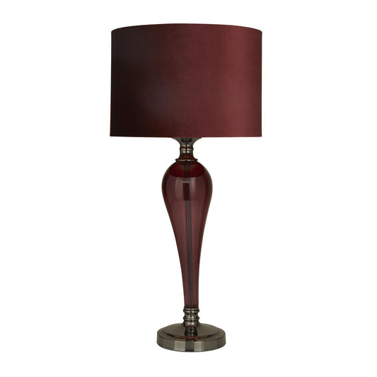 44629 Red Velvet Glam Table Lamp, 27" x 13" x 13"