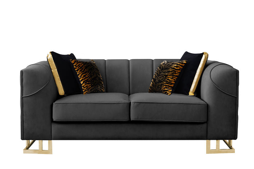 209S Designer Sofa and Loveseat (Black)