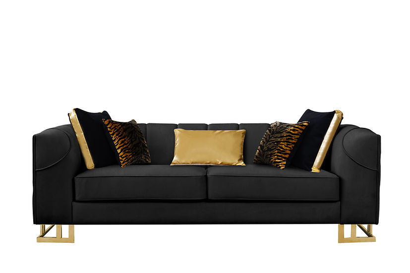 209S Designer Sofa and Loveseat (Black)