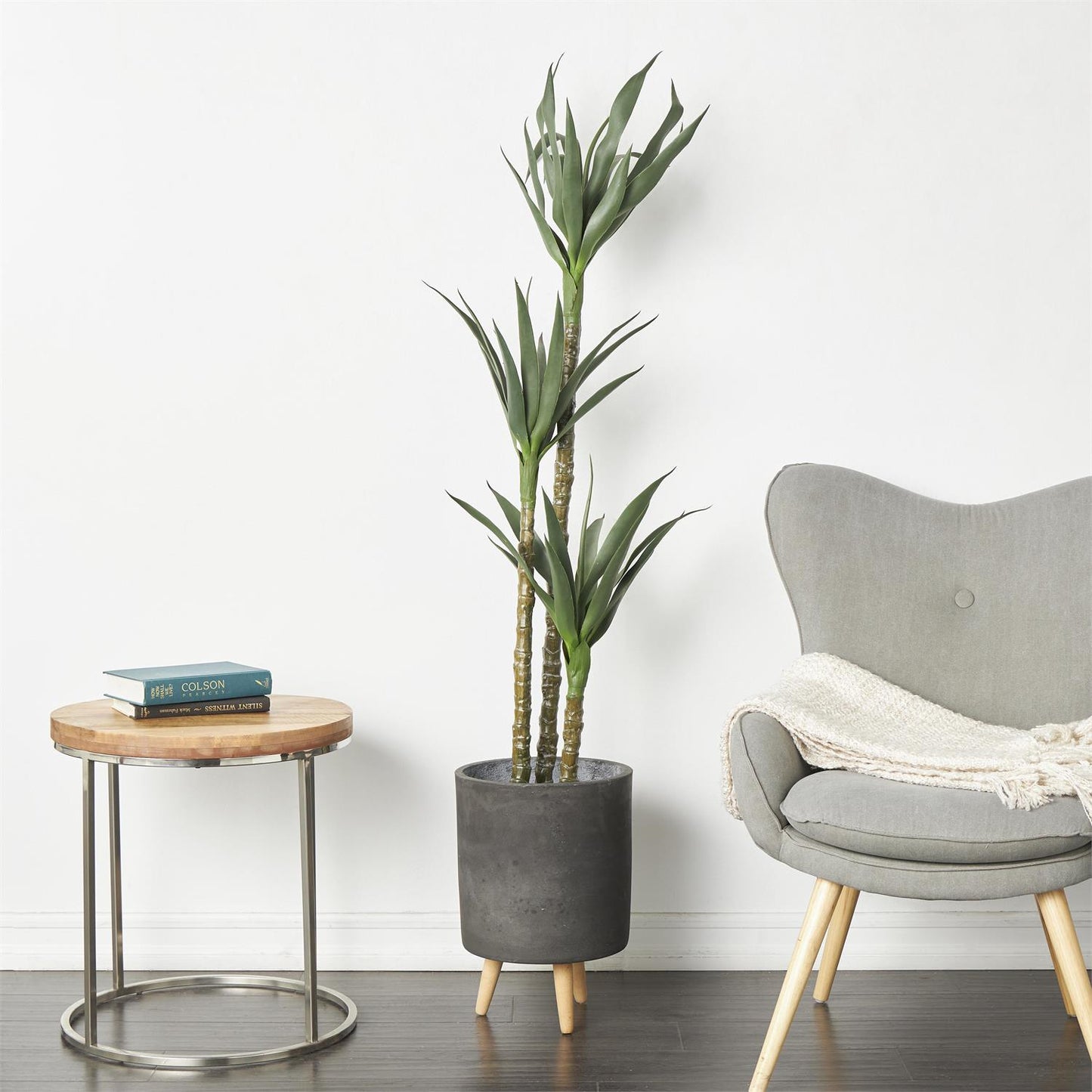 36303 Green Faux Foliage Sisal Artificial Tree with Realistic Leaves and Black Plastic Pot, 28" x 28" x 58"