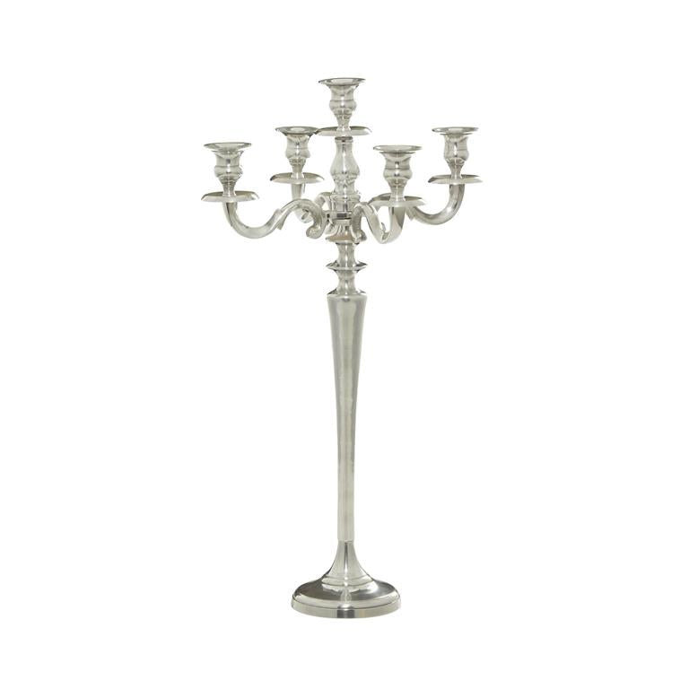 Silver Aluminum Metal Tall Candelabra, 10" x 10" x 24"