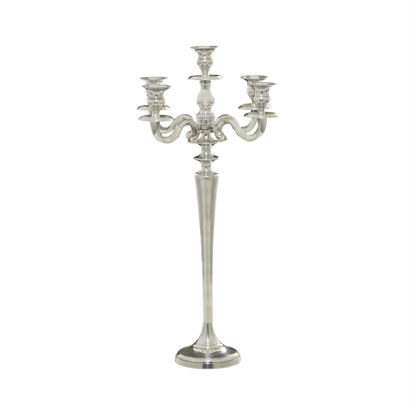 Silver Aluminum Metal Tall Candelabra, 10" x 10" x 24"