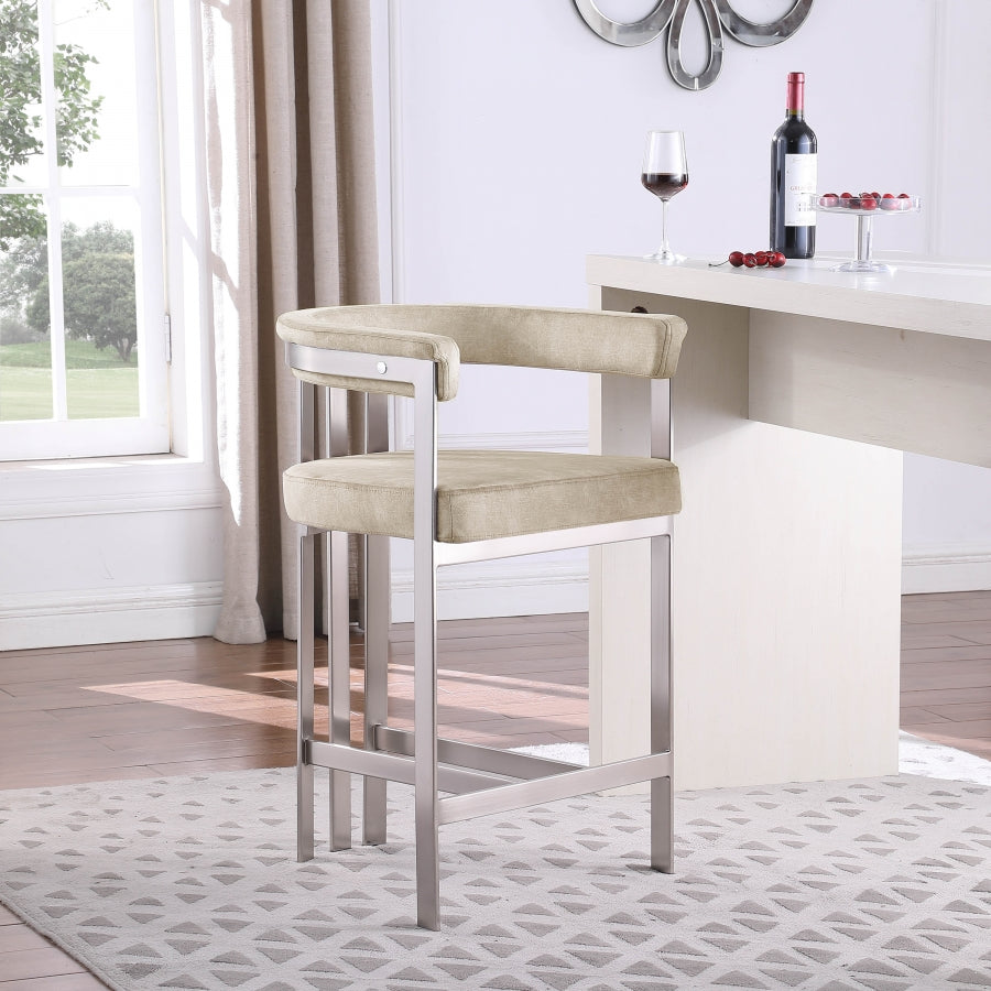 939Beige Velvet Bar / Counter Stools