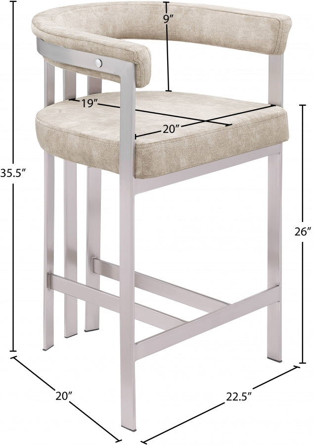 939Beige Velvet Bar / Counter Stools