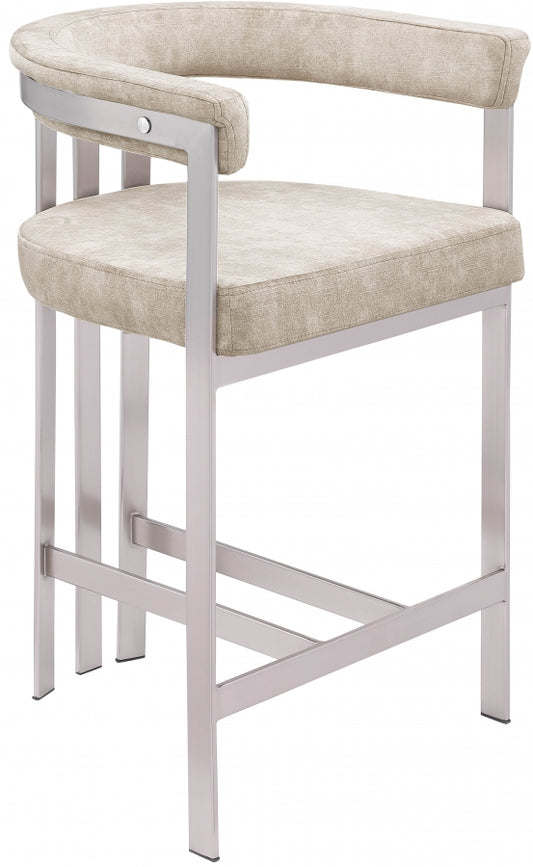 939Beige Velvet Bar / Counter Stools