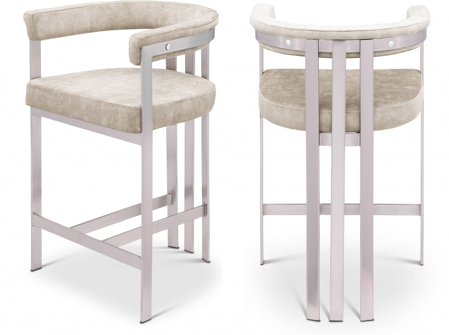 939Beige Velvet Bar / Counter Stools