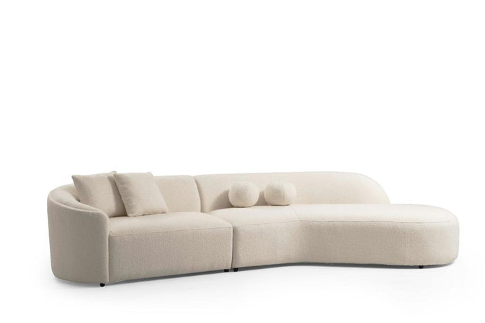 Eolc Ivory Boucle Curved 134" RAF Sectional