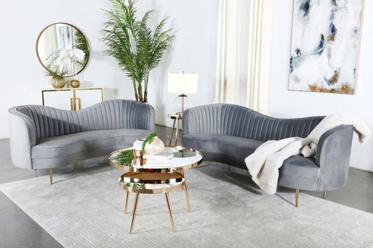 Aihpos 2-piece Upholstered Channel Tufted Sofa Set