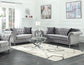 Frostine Upholstered Tufted Living Room Set Silver