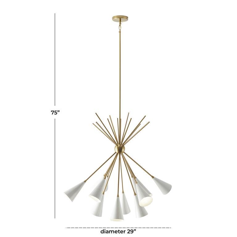 Gold Metal 11 Light Chandelier with Suspension Rod